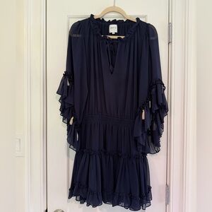 Misa Ruffled Navy Mini Dress